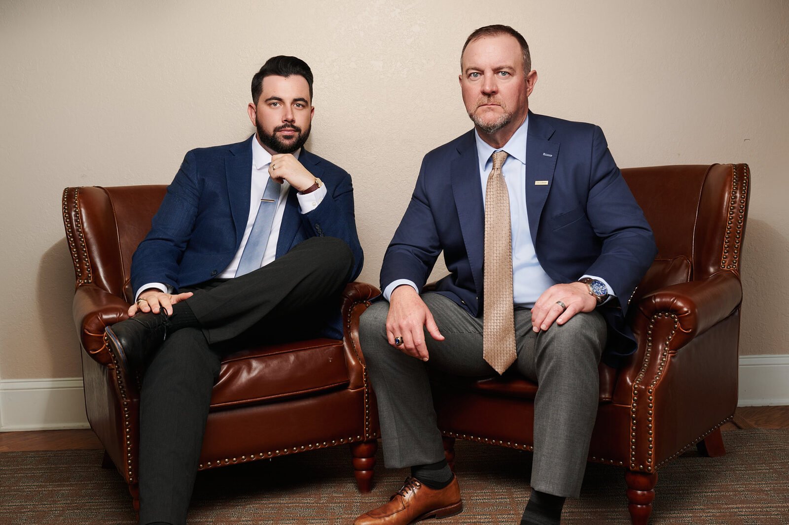 Two financial advisors photographed together by Ryan Dunbar